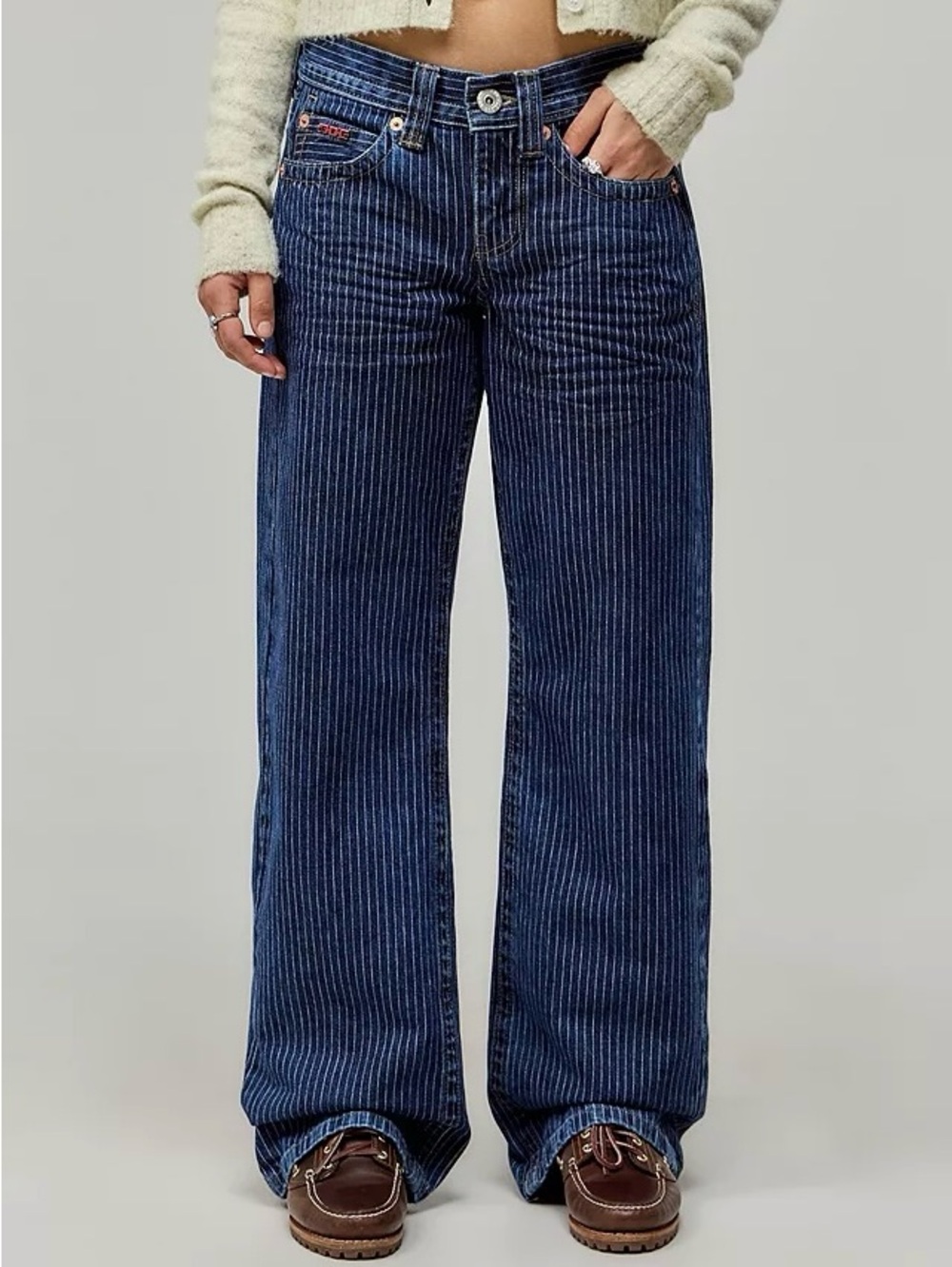 Urban Outfitters BDG Kayla Lowrider Jeans 32W (36x31.5) Pinstripe Slouchy NEW